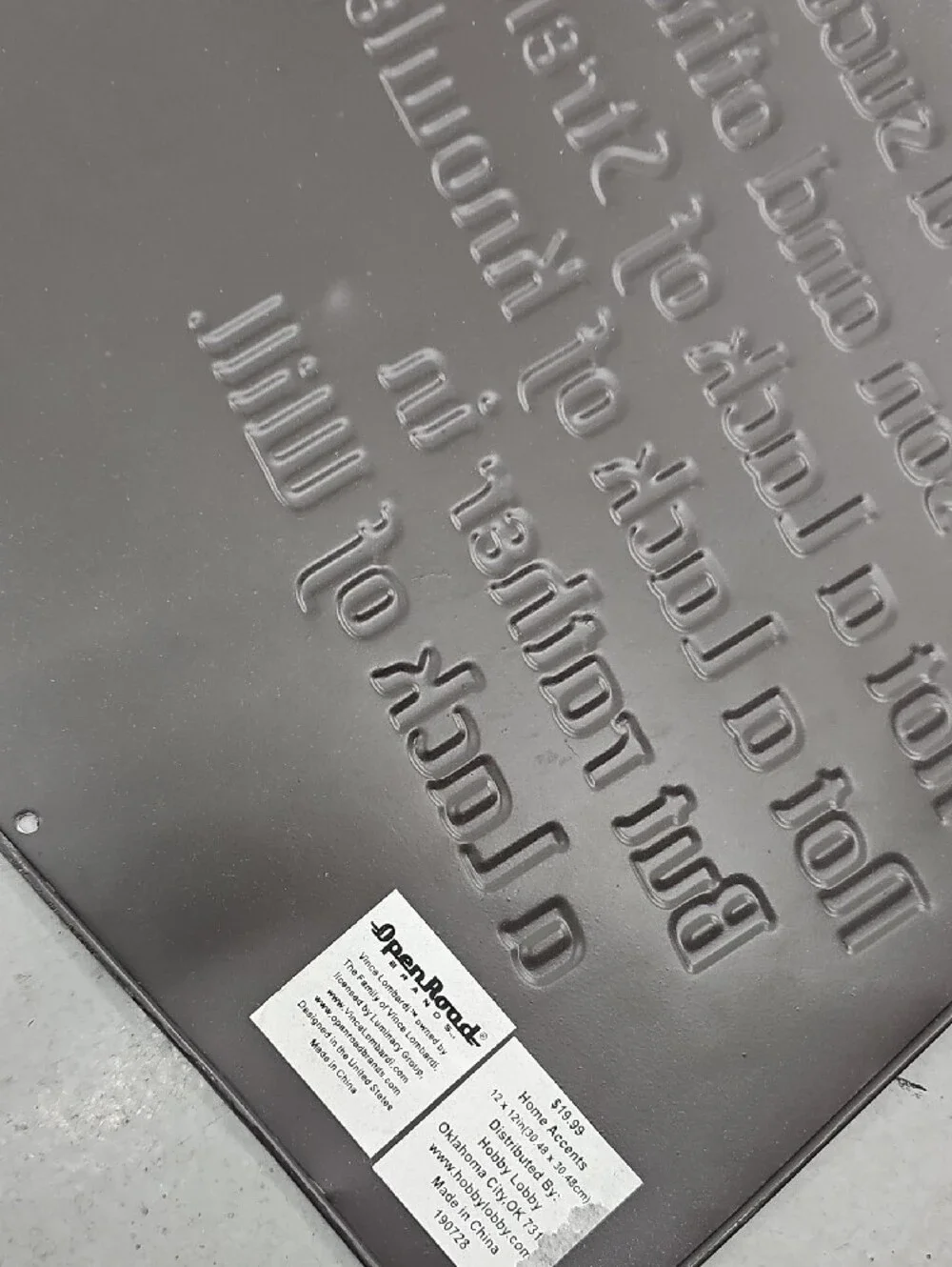 Metal Sign Vince Lombardi